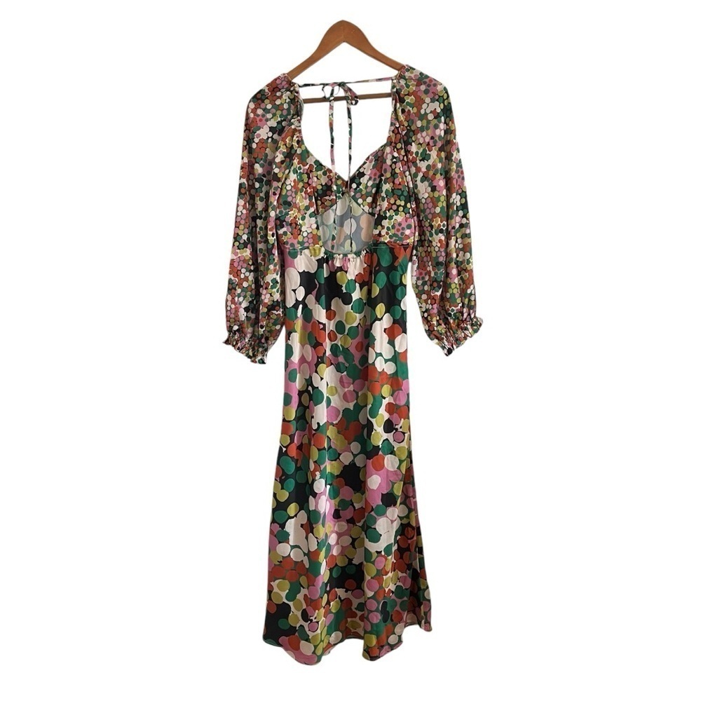 PORRIDGE x ANTHROPOLOGIE *Rare* Puff Sleeve Polka Dot Multicolor Maxi Dress - Picture 4 of 11